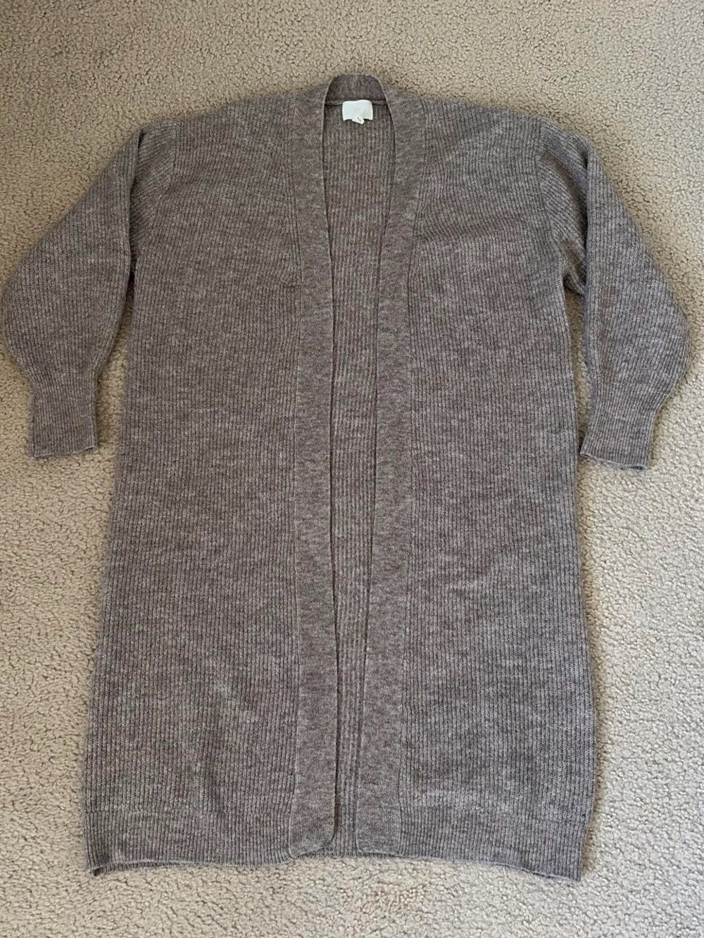 H&M Long Open-Front Cardigan - Taupe Gray